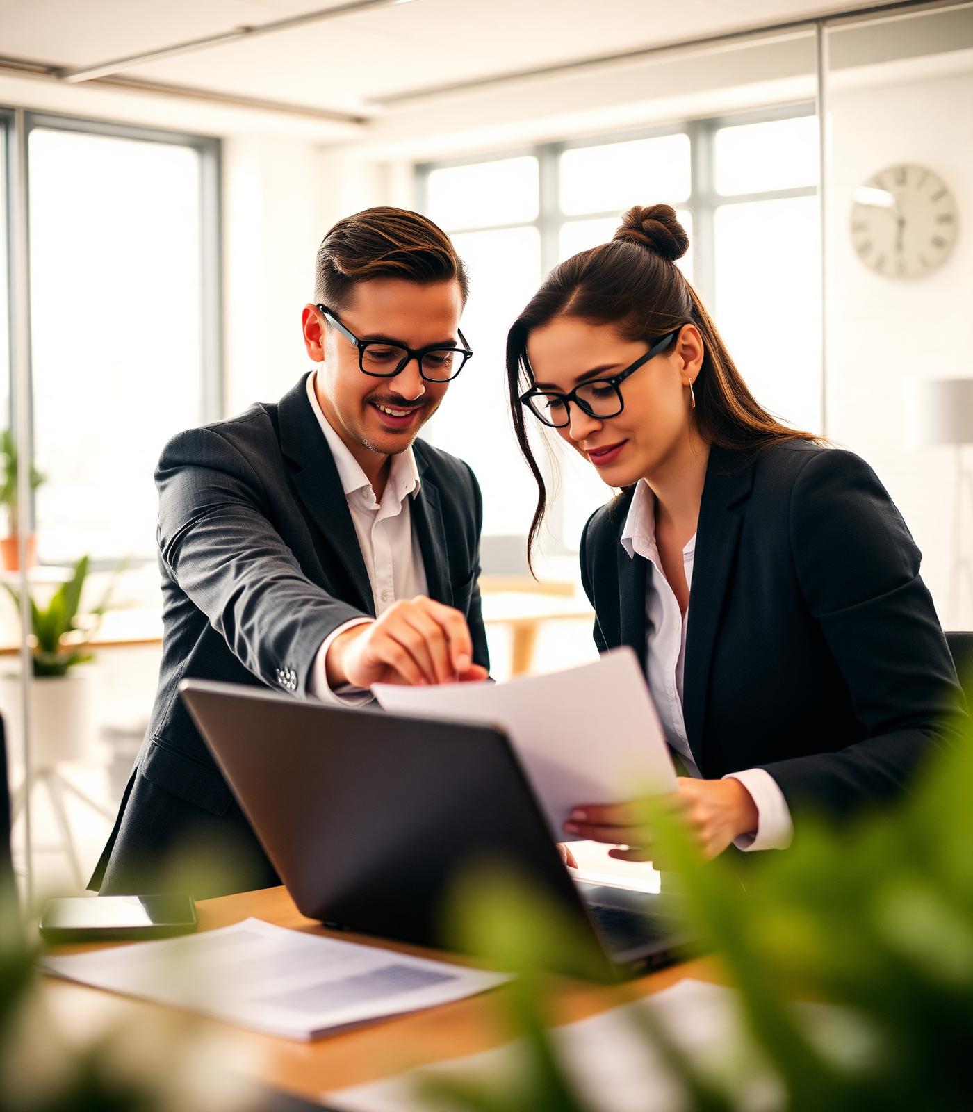 Two professionals reviewing financial documents